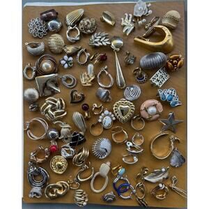 VTG Lot 79 SINGLE Clip-On Gold Tone Earrings Signed Escada Les Bernard Avon